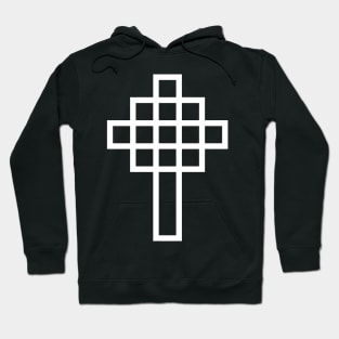 White Geometric Cross Hoodie